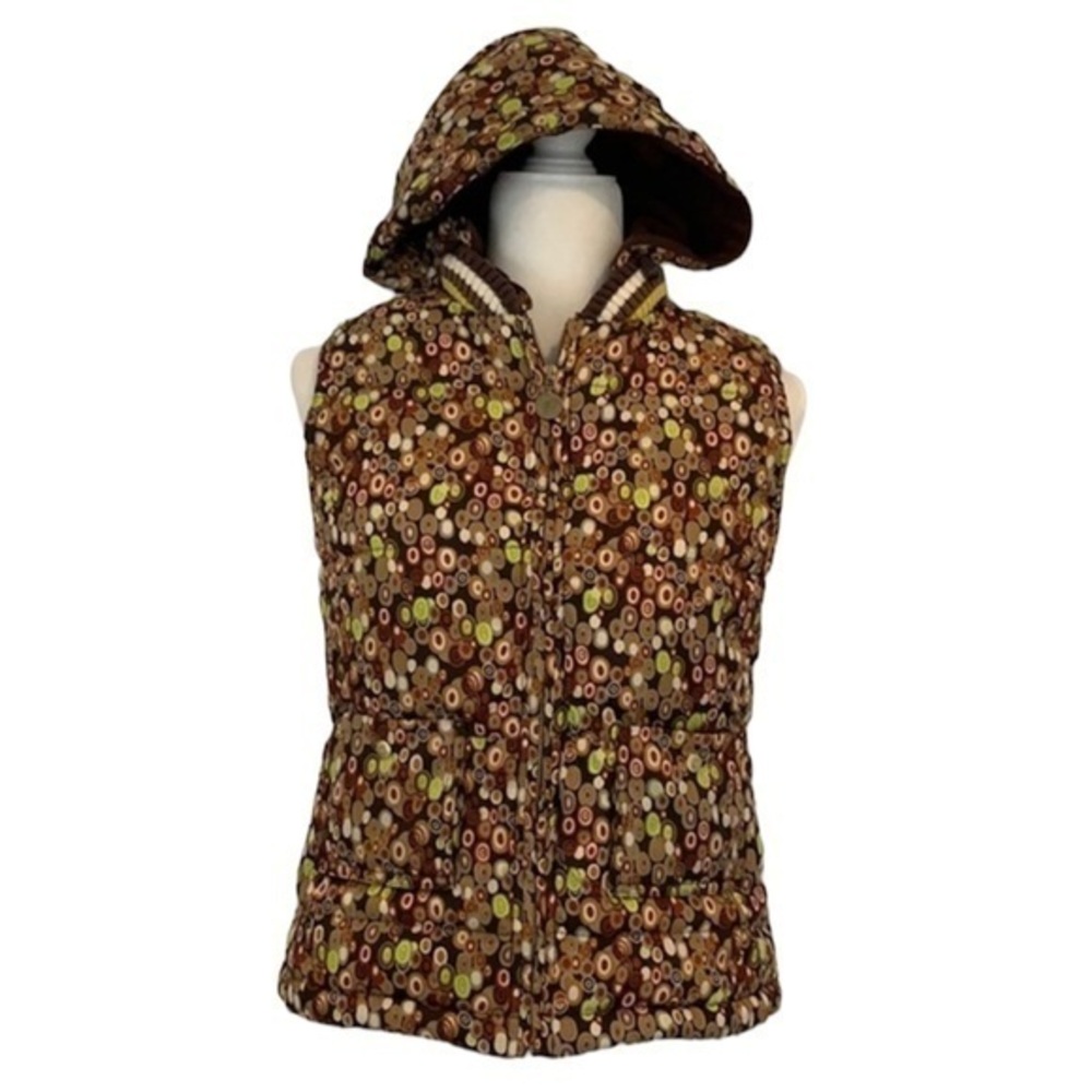 Oilily polyester down front zip hooded vest. Sz 4